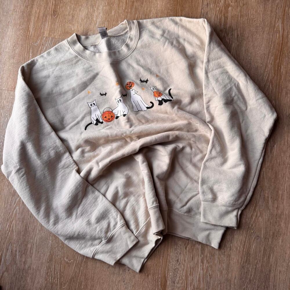 Halloween ghost cat sweatshirt